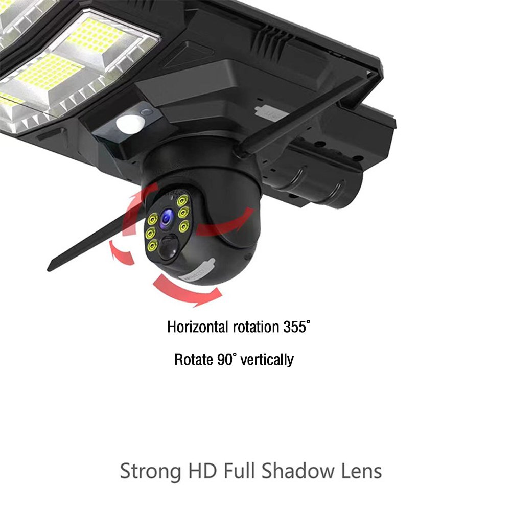 300W Integrated Street Light Wifi Security Camera Supports Voice Chat PIR Motion Sensor IP65 Courtyard Solar Street Light