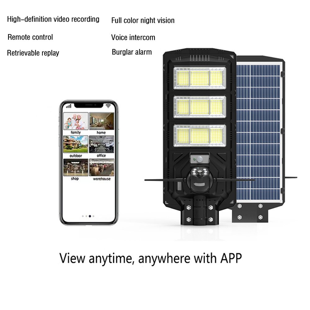 300W Integrated Street Light Wifi Security Camera Supports Voice Chat PIR Motion Sensor IP65 Courtyard Solar Street Light