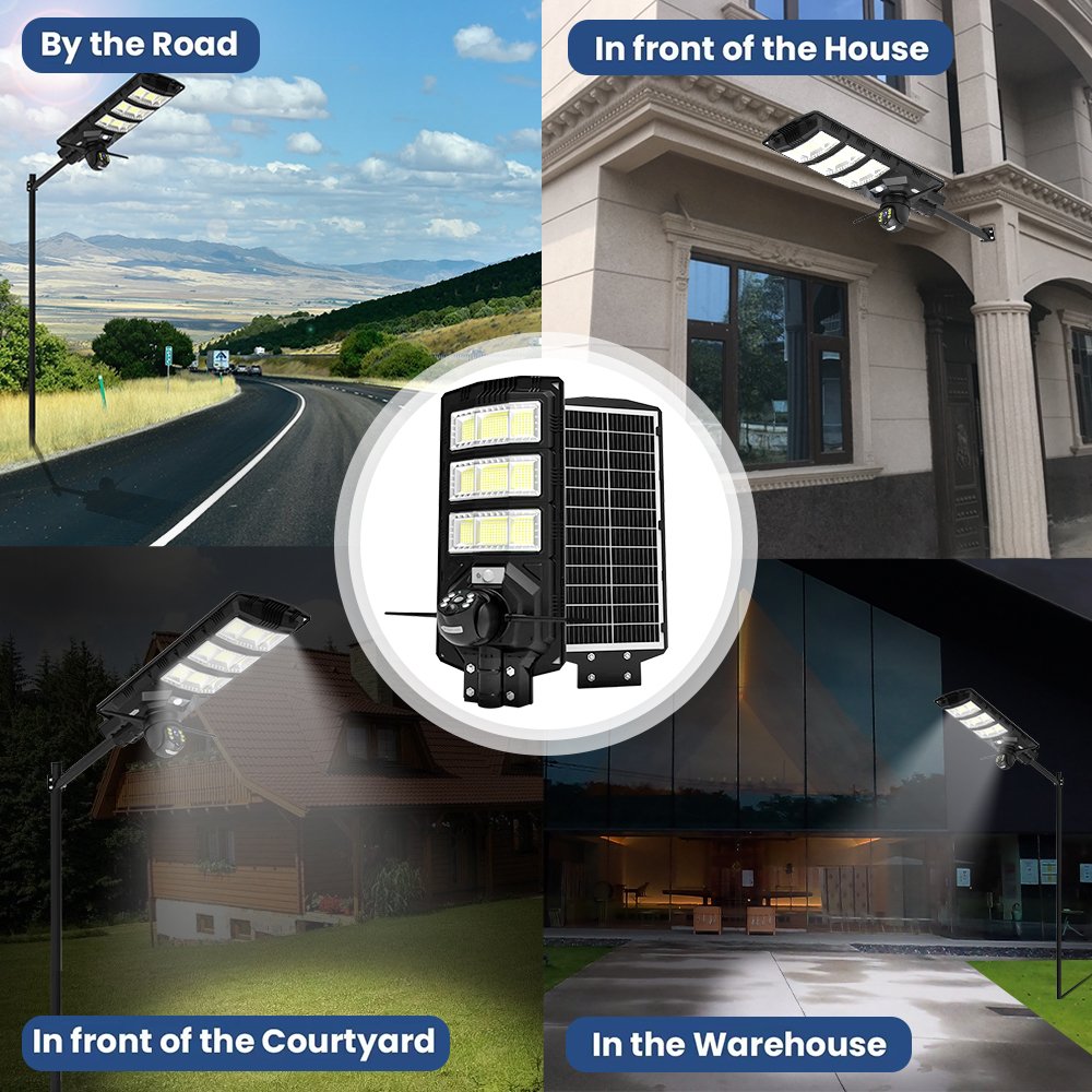 300W Integrated Street Light Wifi Security Camera Supports Voice Chat PIR Motion Sensor IP65 Courtyard Solar Street Light