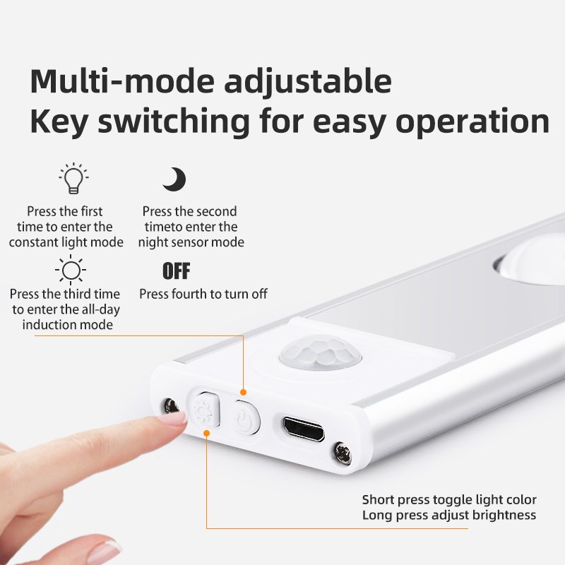 USB Magnetic Wireless Home Kitchen Motion Sensor Led Under Cabinet Light Furniture Lighting