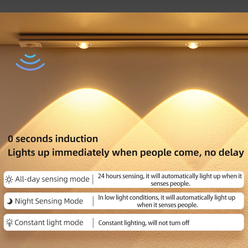 USB Magnetic Wireless Home Kitchen Motion Sensor Led Under Cabinet Light Furniture Lighting
