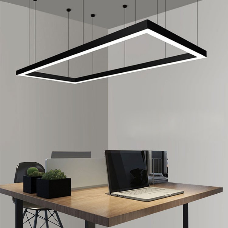 Hot Led Long Hanging Lamp Office Mall Rectangle Pendant Lights Aluminum Square Linear Light for Billiard Room