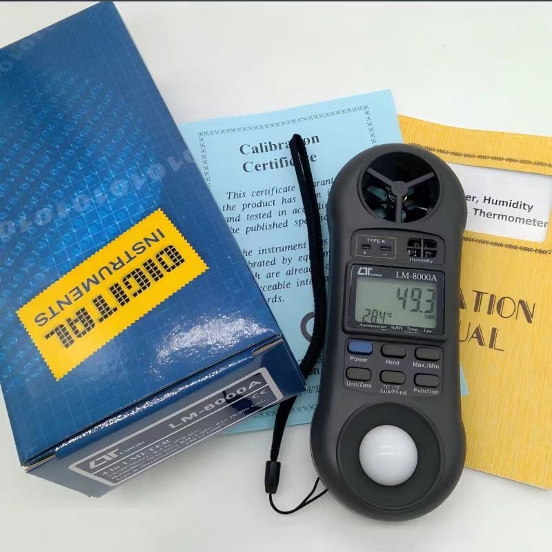 LM-8000 Pocket 4-in-1 Digital Anemometer Illuminance Meter Thermometer Hygrometer
