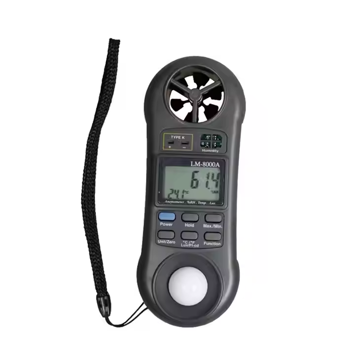 LM-8000 Pocket 4-in-1 Digital Anemometer Illuminance Meter Thermometer Hygrometer