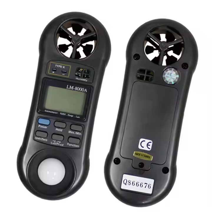 LM-8000 Pocket 4-in-1 Digital Anemometer Illuminance Meter Thermometer Hygrometer