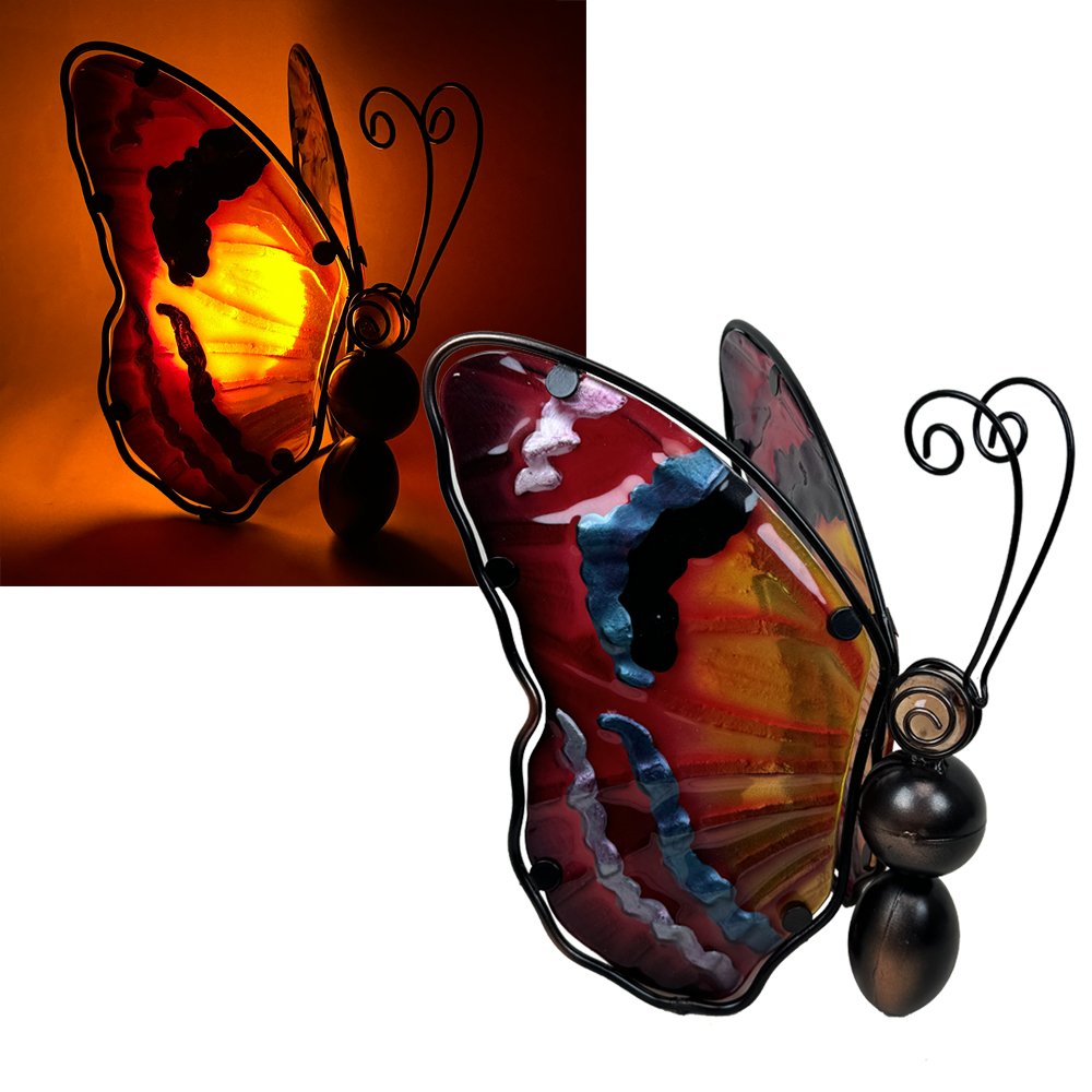 Waterproof Yard Lamp Patio Lawn Pathway Decor Metal Glass Decorative Lights LED Outdoor Lighting Solar Butterfly Garden Light