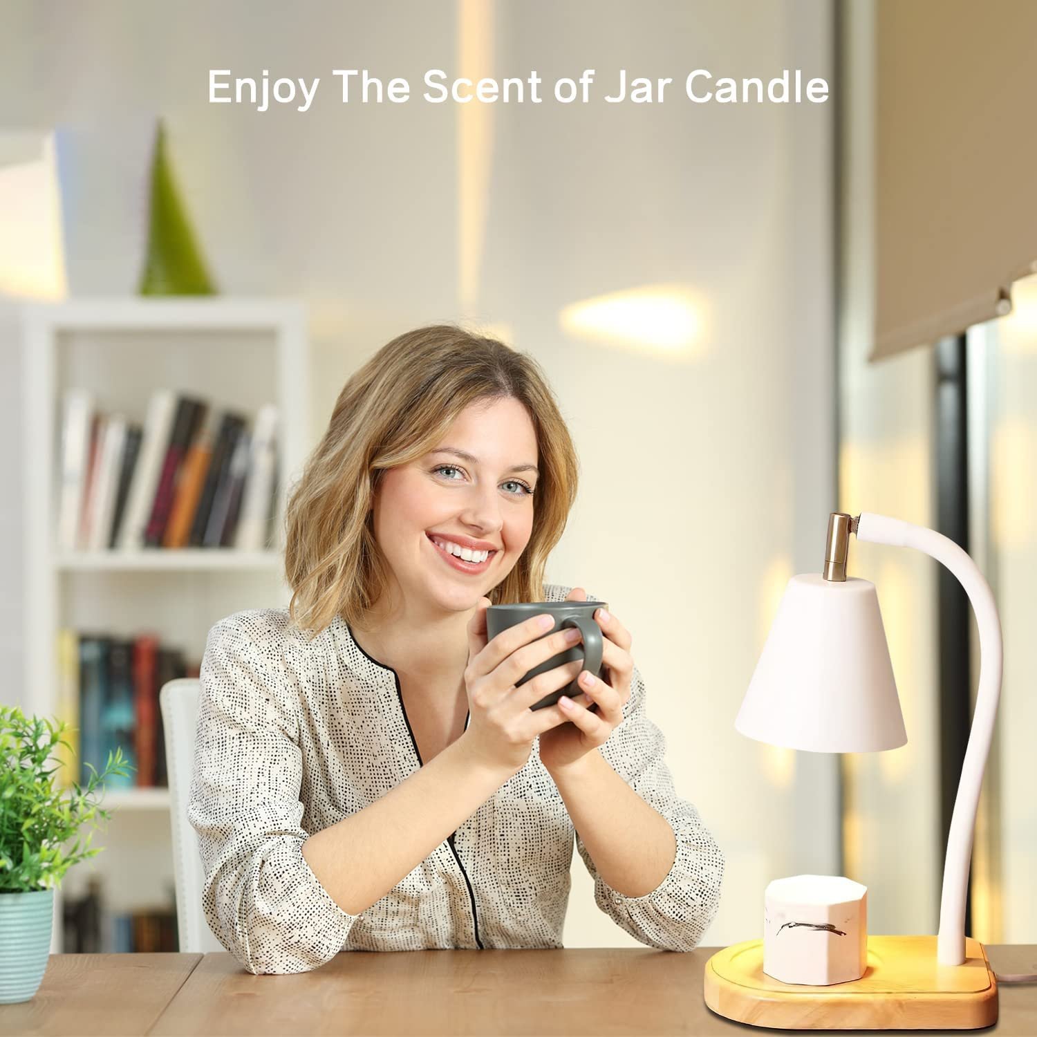 Candle Warmer Lamp, Timer Dimmab Candle Lamp with Flexible Adjustment Lever for Melting Jarred Scented Candles, Includes 2 Bulbs