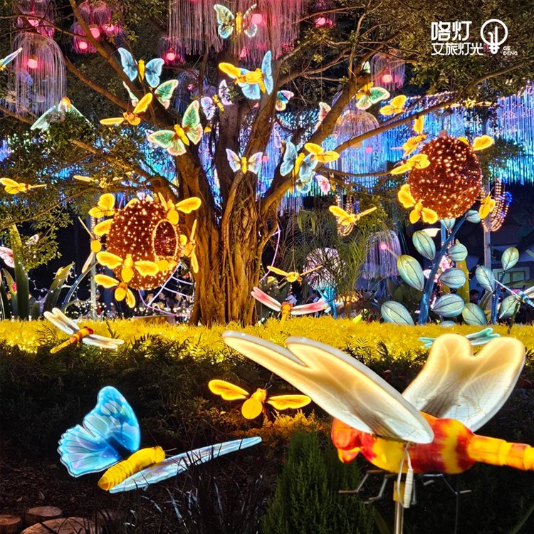 Factory Wholesale Landscape 3D Decorative Pattern Lights, New Outdoor Waterproof Garden butterfly Wing LED Themed Party,holiday