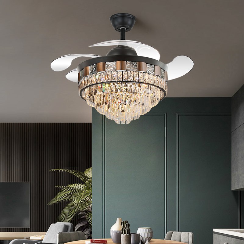 Y113 Crystal Chandelier Fan with 42inch with Remote Control Ceiling Fans with Crystal Chandeliers