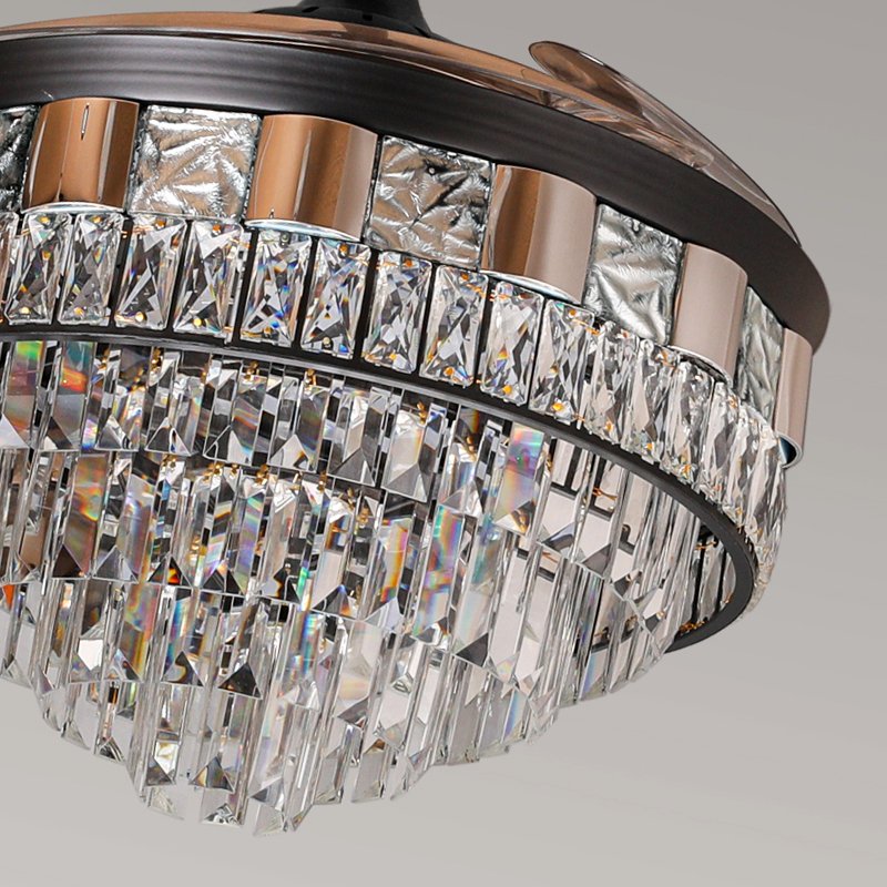 Y113 Crystal Chandelier Fan with 42inch with Remote Control Ceiling Fans with Crystal Chandeliers