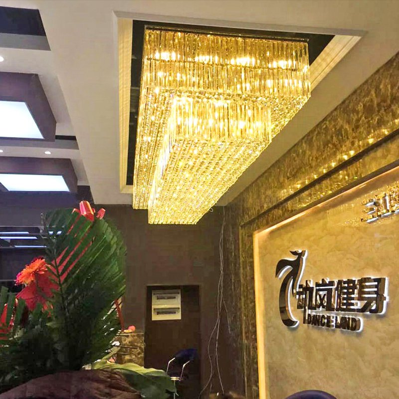 High Product Commercial Space Hotel Large Luxury Glass Crystal Ceiling Led Chandelier