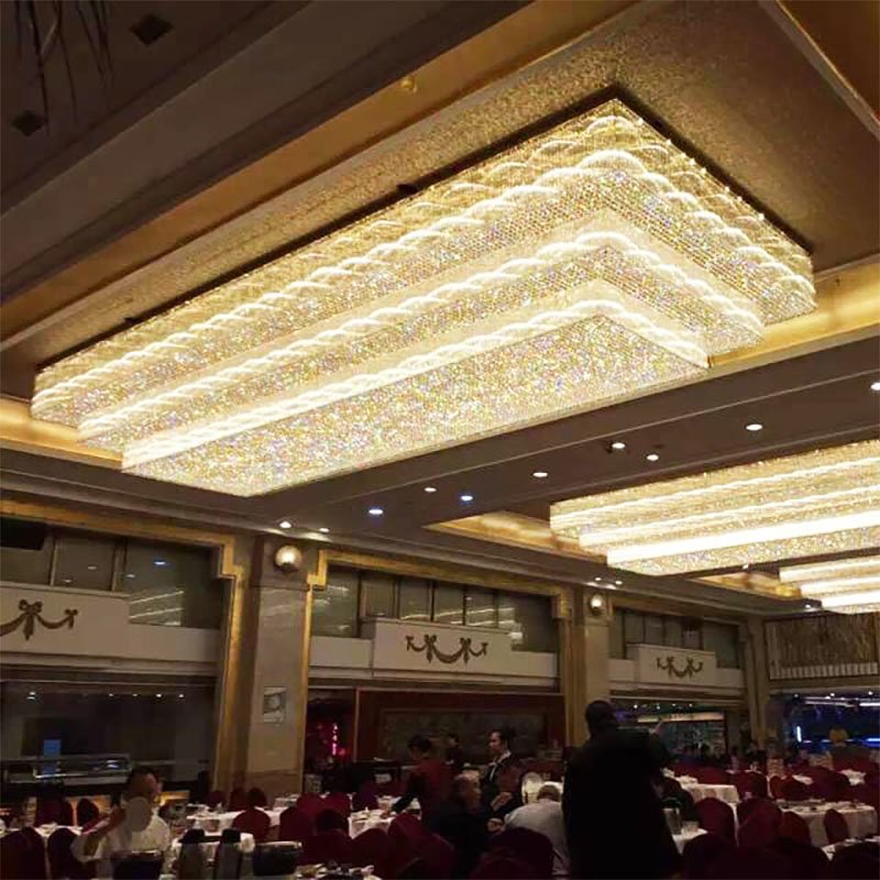 High Product Commercial Space Hotel Large Luxury Glass Crystal Ceiling Led Chandelier