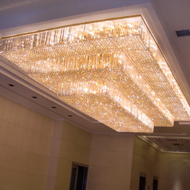 High Product Commercial Space Hotel Large Luxury Glass Crystal Ceiling Led Chandelier