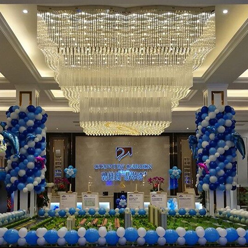 High Product Commercial Space Hotel Large Luxury Glass Crystal Ceiling Led Chandelier