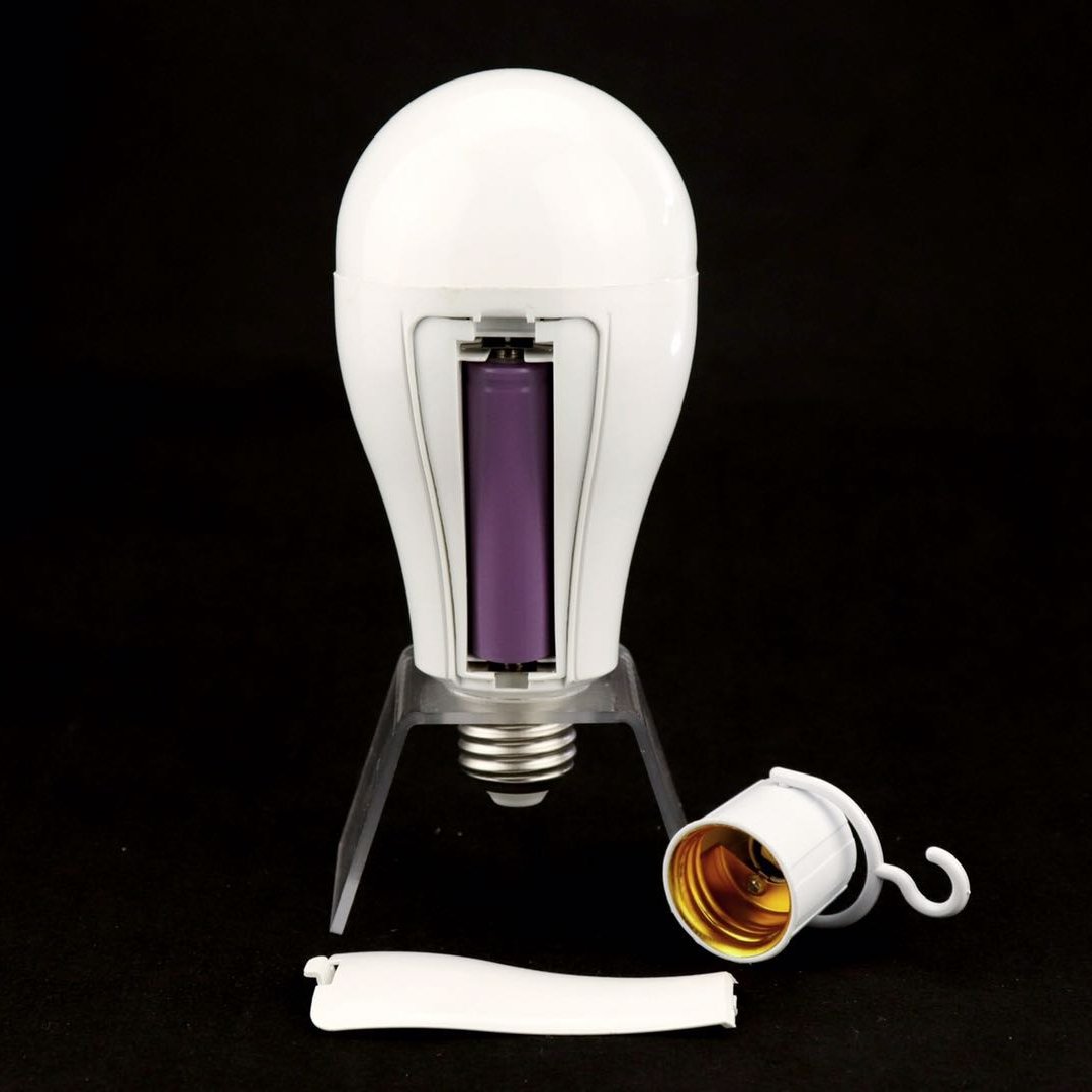 E27 Emergency LED Light Bulb Rechargeable Intelligent Lamp White Li-ion Battery Camping Plastic Super Bright 15 Watt 80 24 Hours