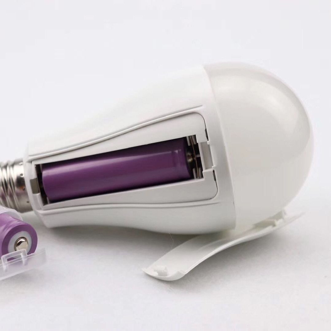 E27 Emergency LED Light Bulb Rechargeable Intelligent Lamp White Li-ion Battery Camping Plastic Super Bright 15 Watt 80 24 Hours