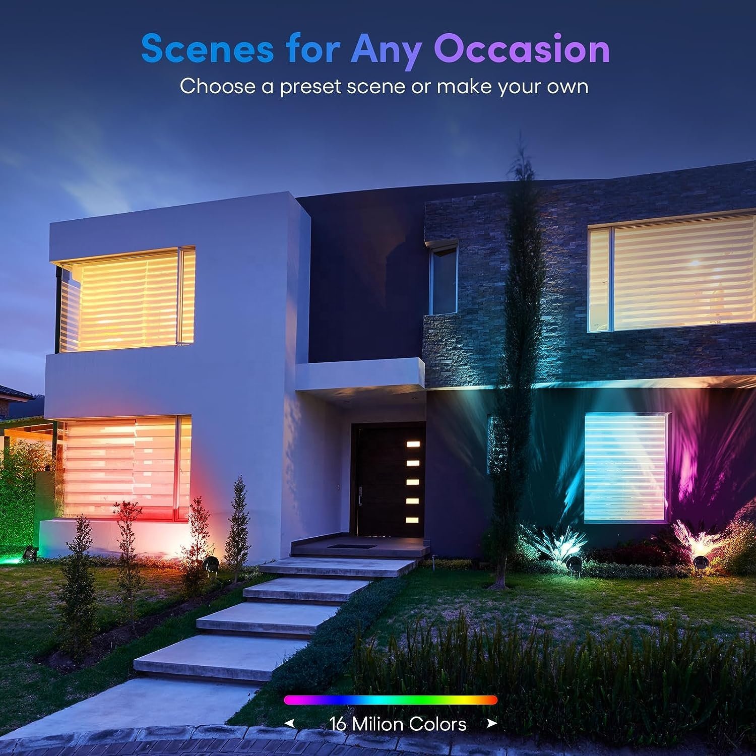 6W Smart Blue-tooth LED Landscape Lights with App Control Color Changing Outdoor Waterproof Tree Spotlight RGBCW Garden Light