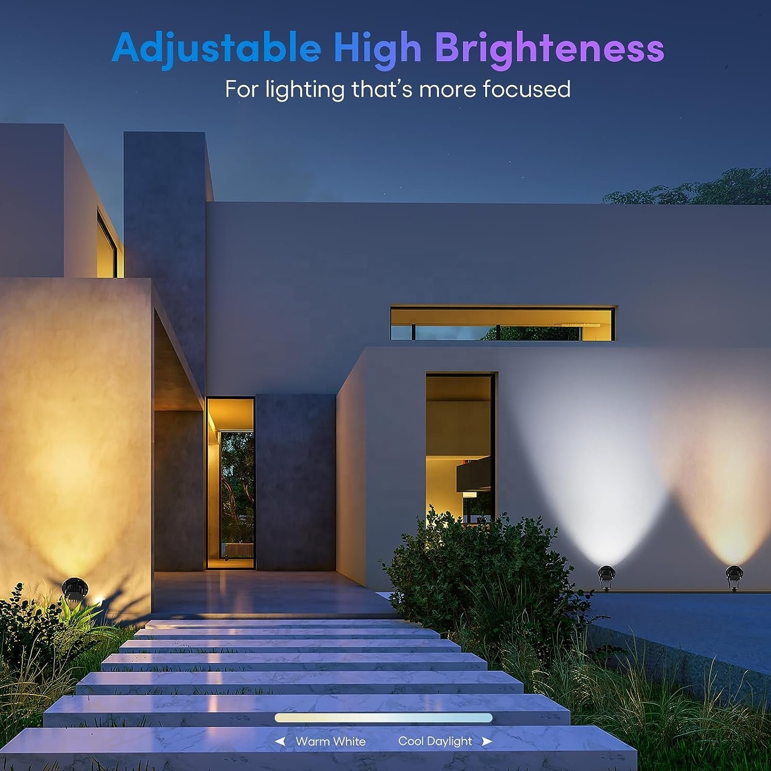6W Smart Blue-tooth LED Landscape Lights with App Control Color Changing Outdoor Waterproof Tree Spotlight RGBCW Garden Light