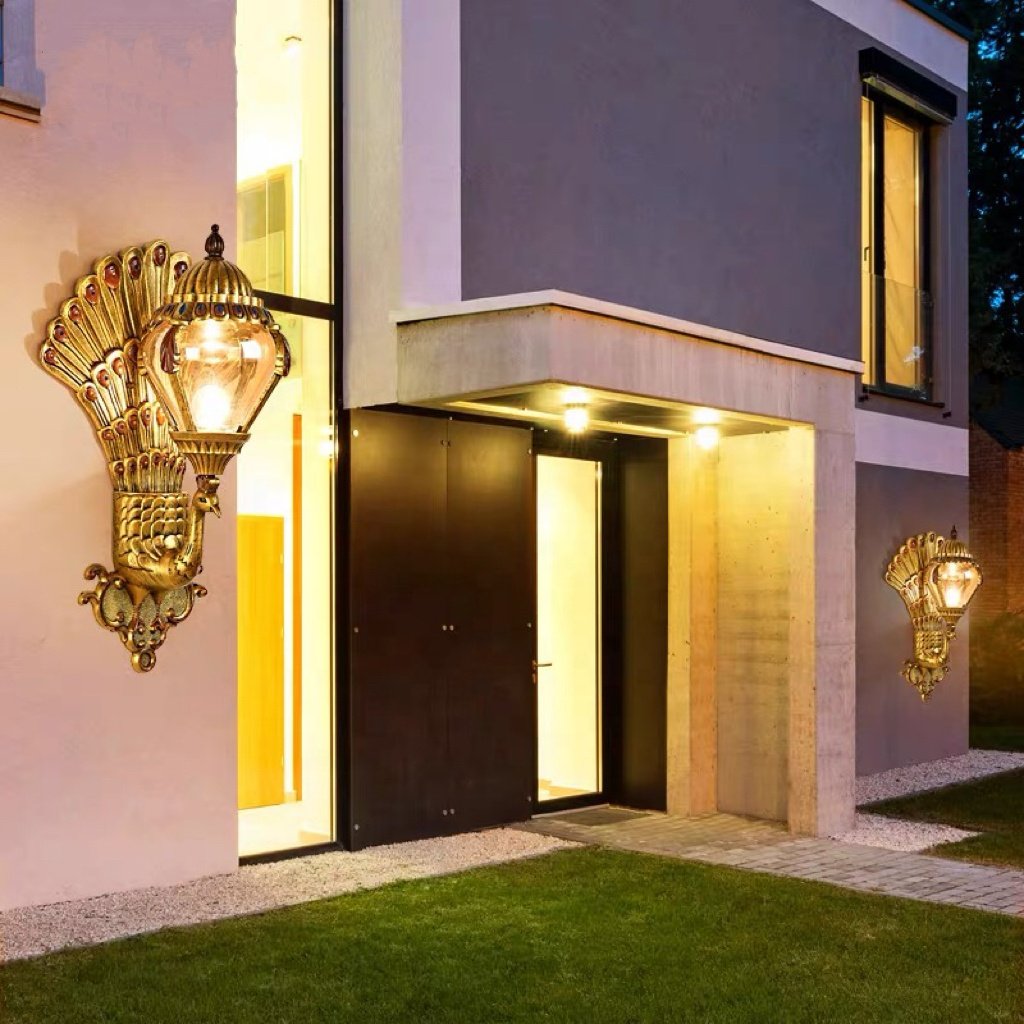 Outdoor Waterproof Wall Lamp European Style Retro Villa Entrance Balcony Corridor Peacock Courtyard Outdoor Wall LED Light
