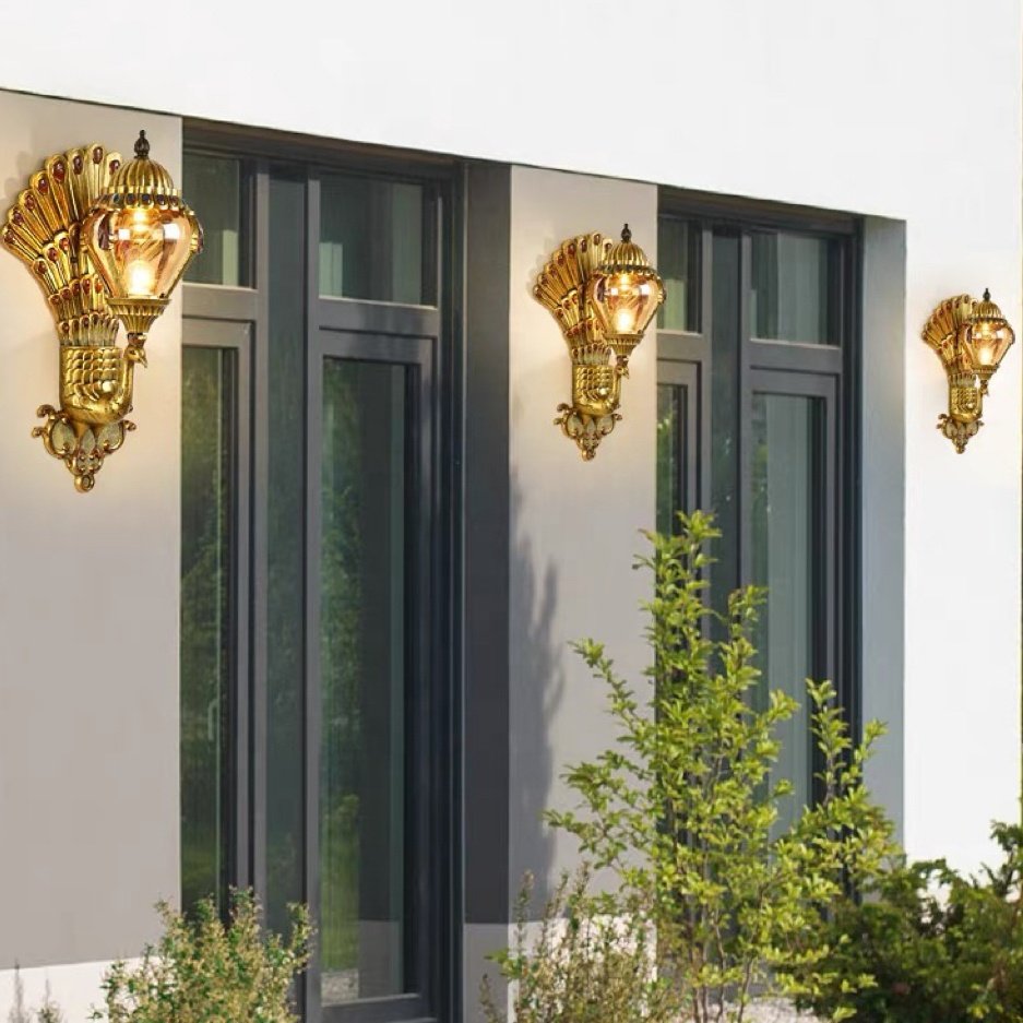 Outdoor Waterproof Wall Lamp European Style Retro Villa Entrance Balcony Corridor Peacock Courtyard Outdoor Wall LED Light