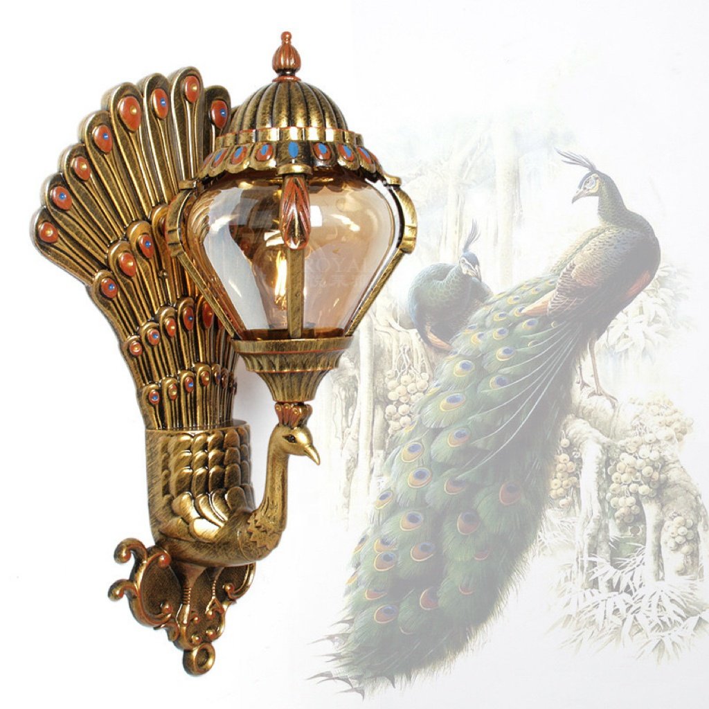 Outdoor Waterproof Wall Lamp European Style Retro Villa Entrance Balcony Corridor Peacock Courtyard Outdoor Wall LED Light