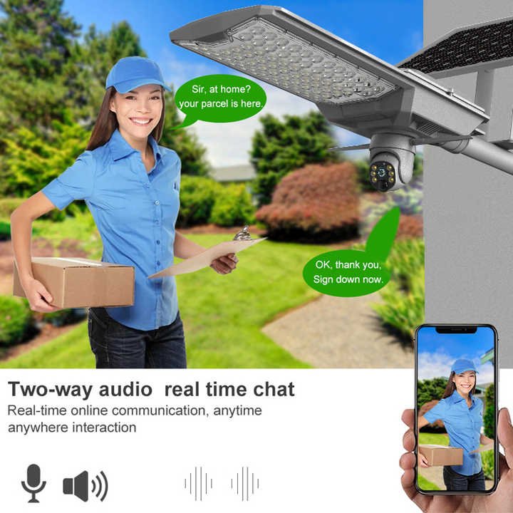 Omsen 4MP Solar Street Light With Camera 4G Wifi Outdoor Solar Monitoring Lamp 800W CCTV Wireless