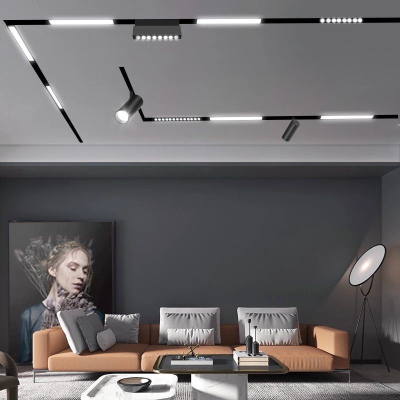 Modern Recessed Magnetic Track Lights Design Led Lamp Magnetic Rail Ceiling System Indoor Track Lighting Spot Rail Spotlights