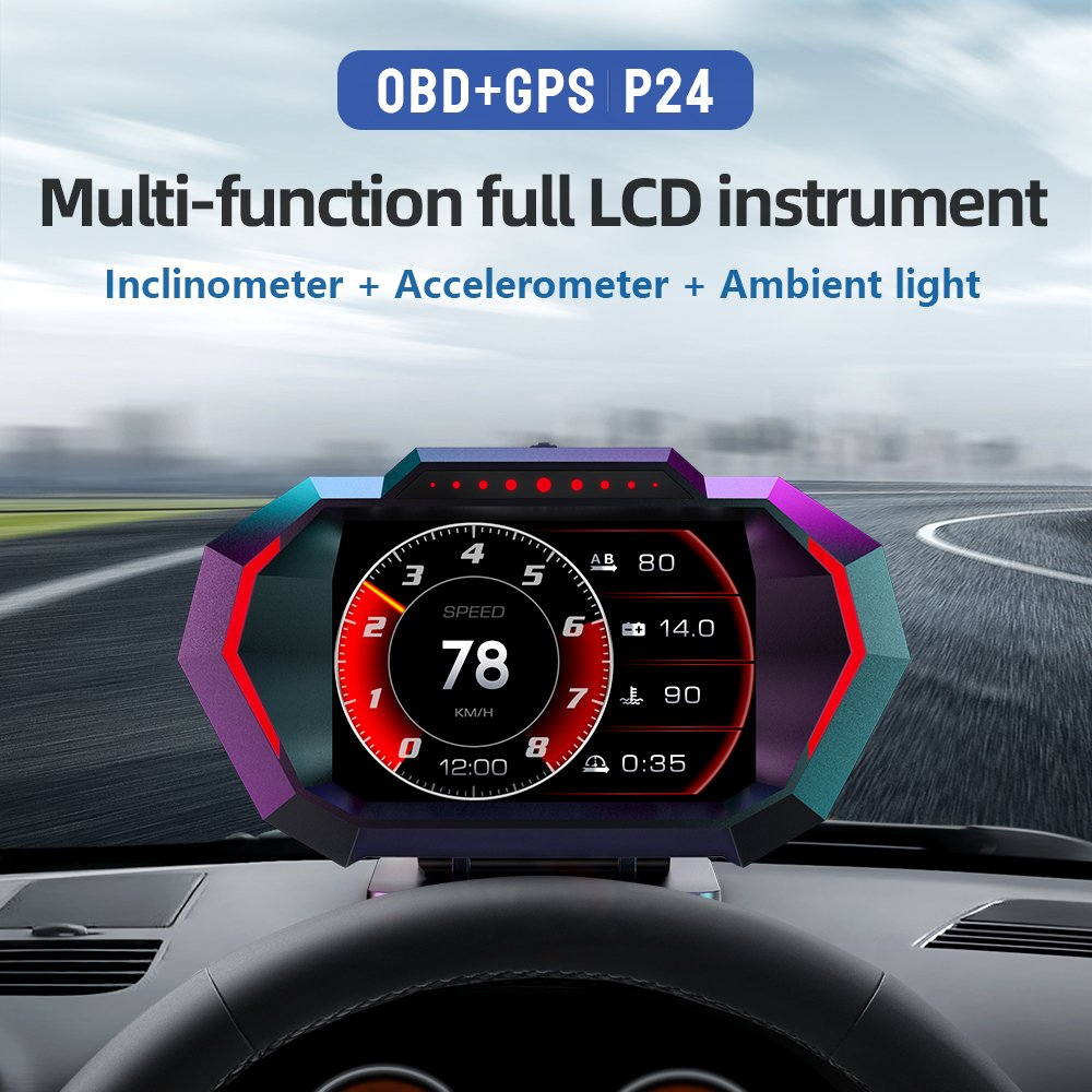 WiiYii Factory Direct 2025 Car OBD2 Gauge P24 Diagnostic Tool GPS Slope Meter Fast Refresh Rate G-Force HUD Auto Meter