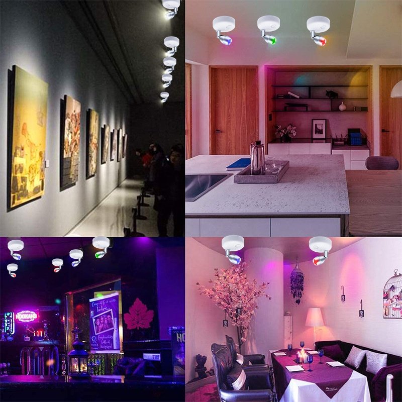 New RGB 13 Colors Cabinet Lights Wireless Spotlights Remote Dimmable Wall Lamp for Room Art Showroom Hallway Lighting
