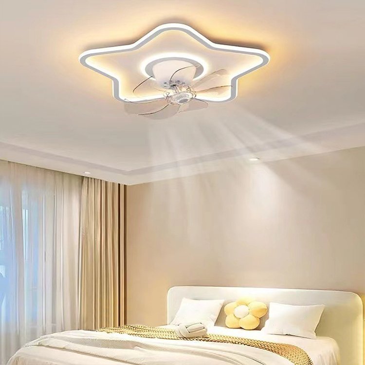 LED Bedroom Fan Ceiling Light Full Spectrum Three-color Remote Dimming Rotating Study Eye protection Energy-saving Ceiling Light