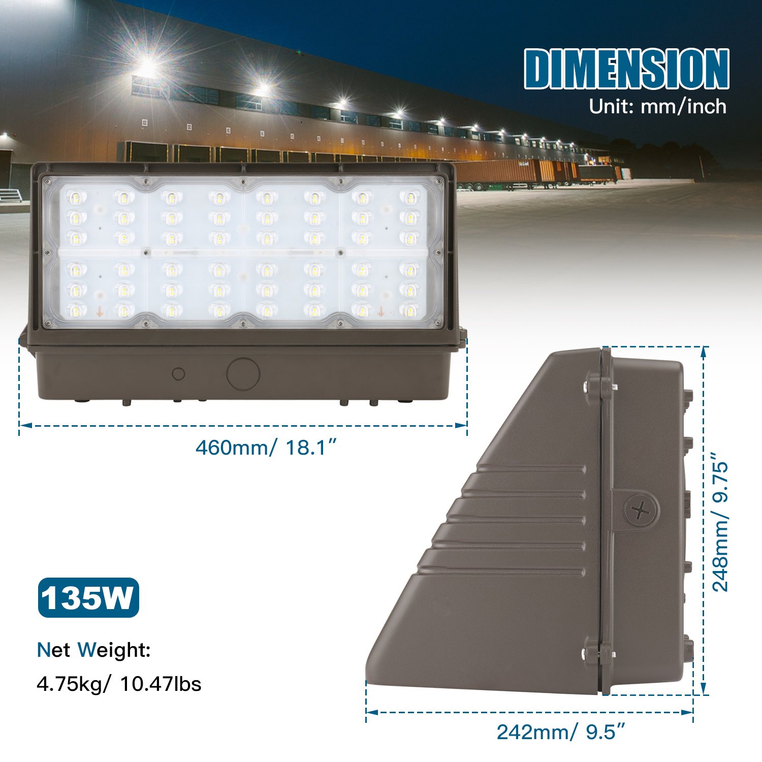 Full Cutoff Fixture 120-277 Volt Field Adjustable Color Includes Photocell Dark Sky LED Outdoor Lighting Wall Pack Fixtures