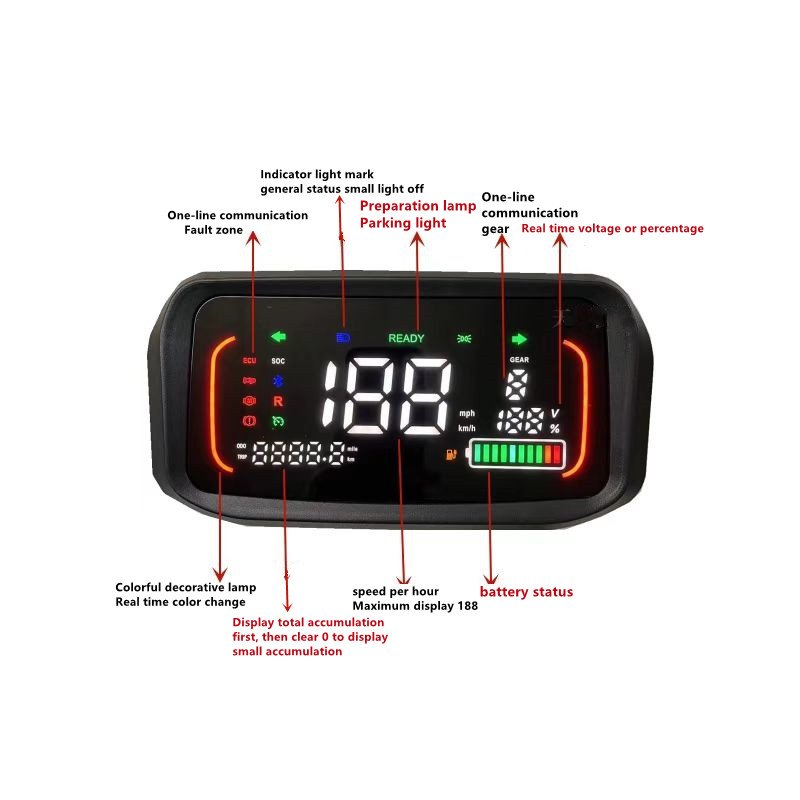 Electric Vehicle Meter LED Display Screen 3-digit Intelligent Electric Universal Instrument