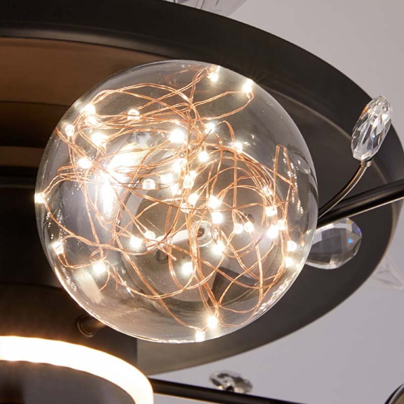 Living Room Bedroom Modern Large Bladeless Ceiling Fan With Led Light Black Industrial Chandelier Fan Ceiling Fan Light
