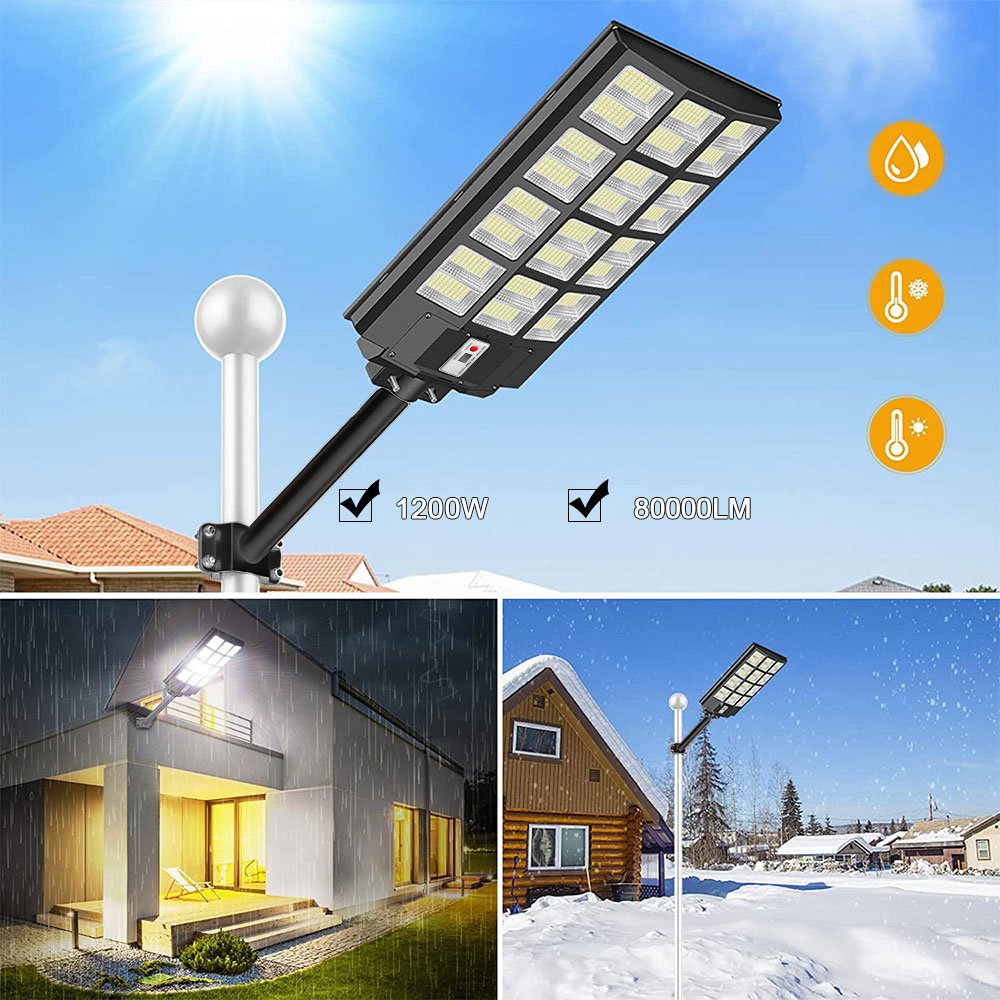 Hotsale 1200W Outdoor Sensor Solar Lamp Remote Control Hofoled Waterproof IP65 Solar Street Light for Garden Farm Road Warehouse
