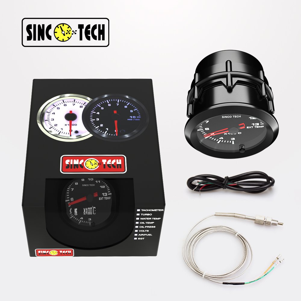 Sinco Tech 2'' 7 Color High Speed Universal Ext. Temp Gauge EGT Gauge With Dual View Analog Digital for Car Racing 12v (6379)