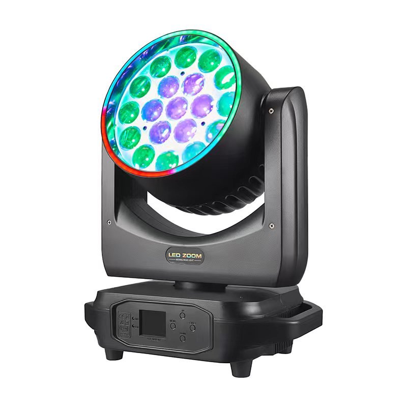 New Stage Lighting RGBW 19x15W Zoom LED Wash Moving Head Lights With Strip Ring for Stage Event Theater Rental