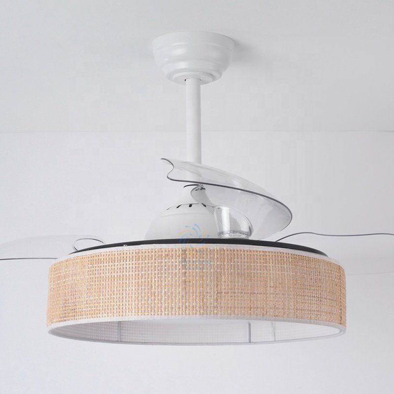 Y103 New 42 Inch Wave Shaped Invisible Fan Light 110 220v Decorative Bladeless Remote Control Vine Art Fan Pendant Lamp