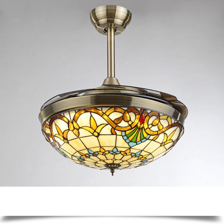 Tiffany Sunflower Style Night Accent Lamps Stained Glass Price Fan with Light Panel Modern Led Ceiling Lights