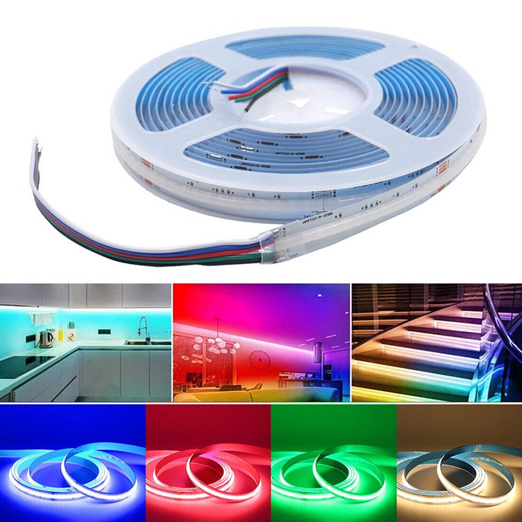 YUAN Factory Customized Ce Rohs Rgb Rgbw 5v 12v 24v Strip Led Light Flexible Cob Led Strip Light