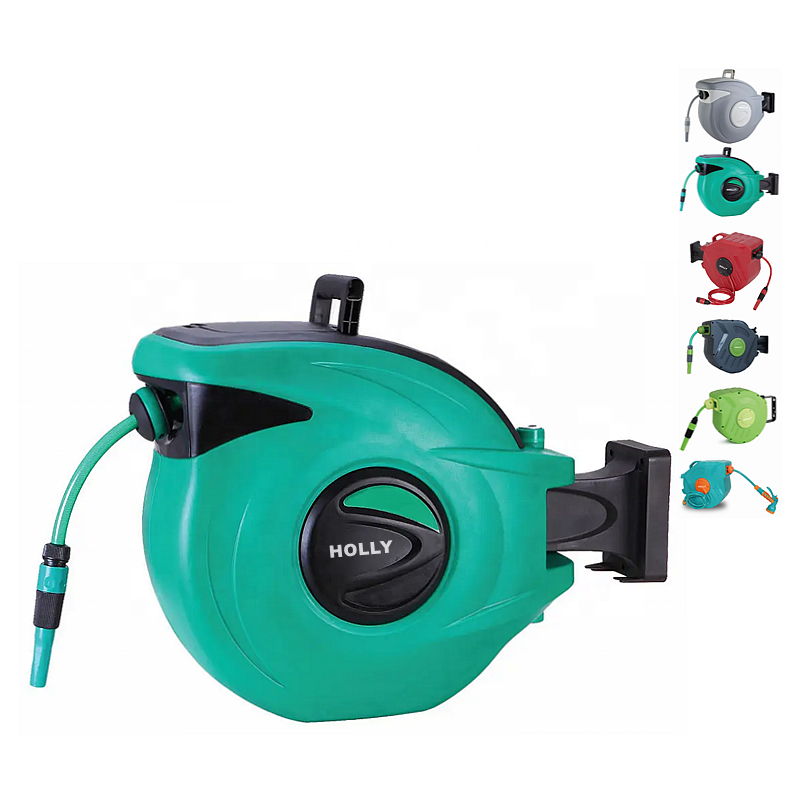 Heavy Duty Retractable Garden Hose Reel Wall Mount Water Hose Reel 100 Feet 5/8" Safe Slow Return Auto Self Rewindable Hose Reel