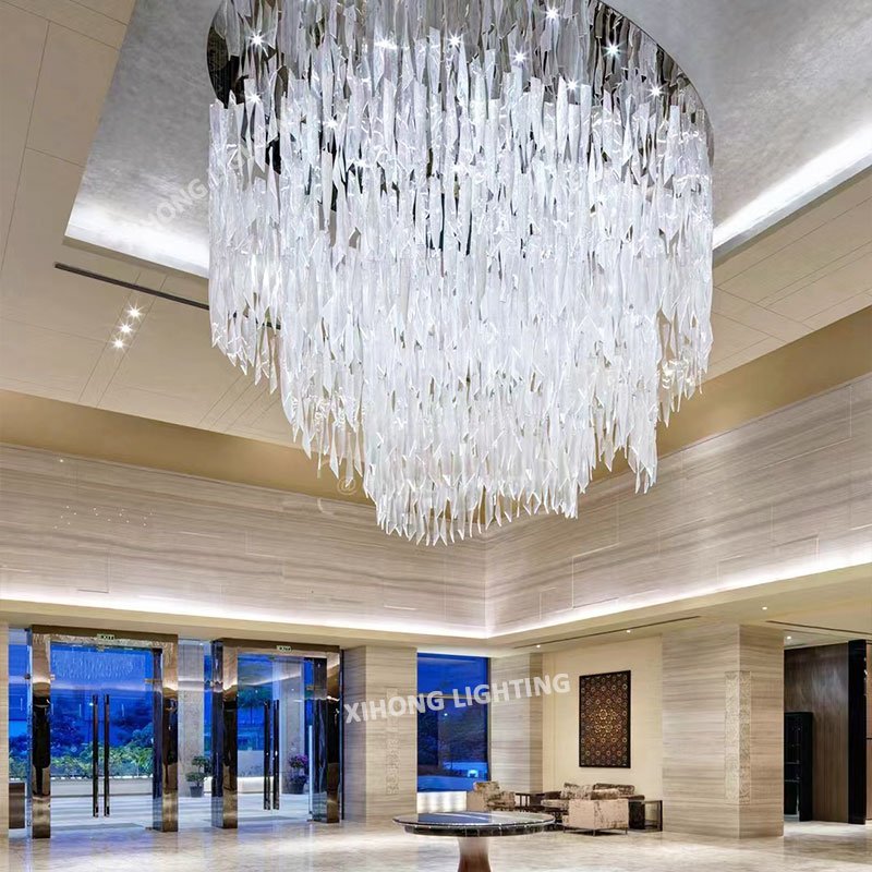 Customized Large Chandeliers Project Engineering Lighting for Hotel Lobby Big Pendant Lamp