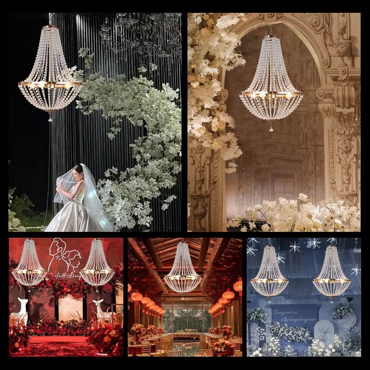 Luxury Party Events Pendant Ceiling Lights Crystal Hall Centerpiece Decorations Chandelier Lights for Wedding