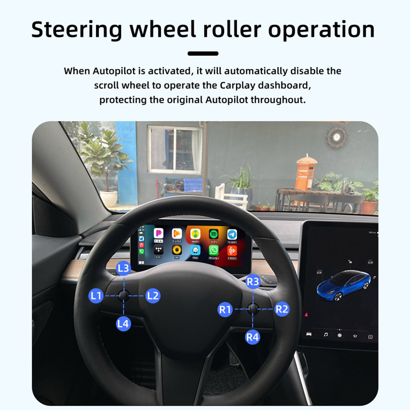 10.3" Portable Car Dashboard Mounted Support Rv 4G Wifi Wireless Carplay Hicar Android Auto for Model 3/Y Instrument Panel