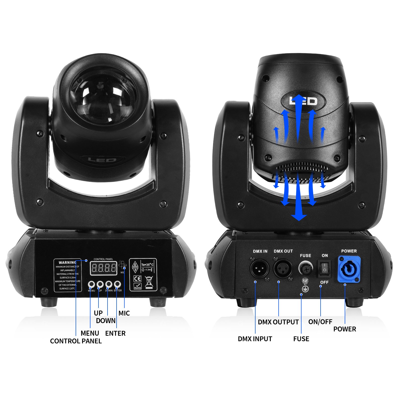 100W 18 Prism Led Gobo Moving Head Stage Light for Dj Disco Club Night Bar Ktv Beam Lighting Lamp Effect Equipment