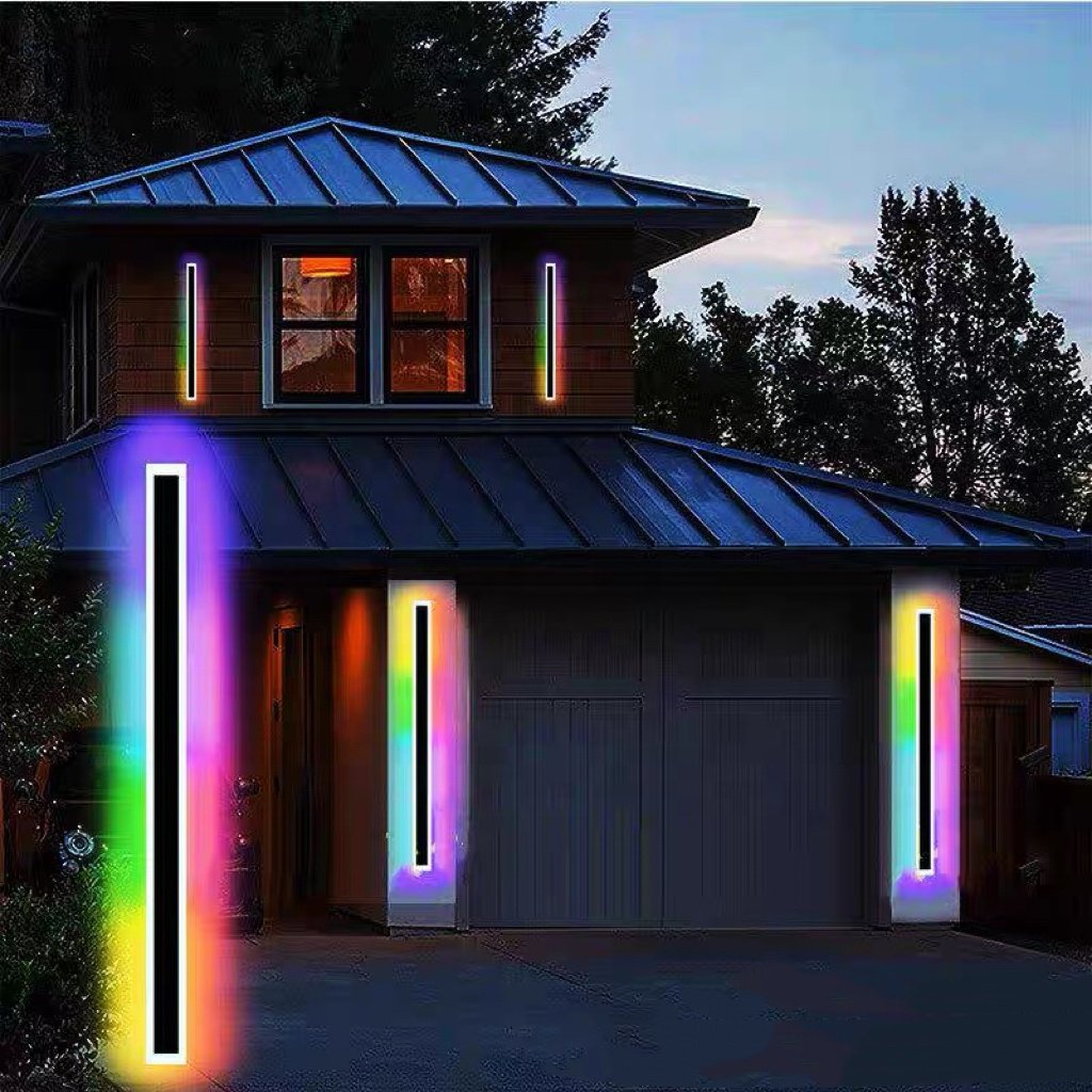 Factory 110V 220V RGB Color Changing IP65 LED Wall Light Linear Long Strip Outdoor Intelligent Wall Light with Remote Control