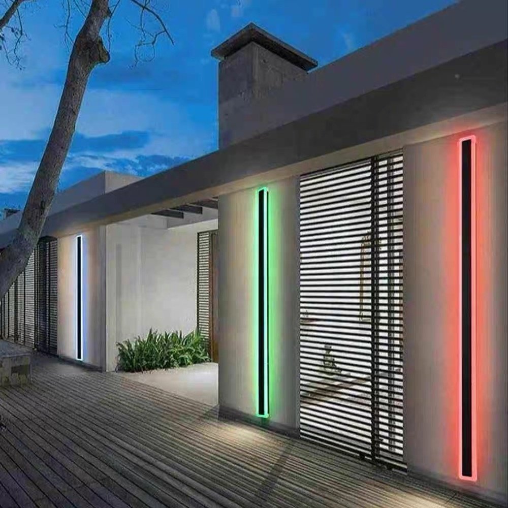 Factory 110V 220V RGB Color Changing IP65 LED Wall Light Linear Long Strip Outdoor Intelligent Wall Light with Remote Control