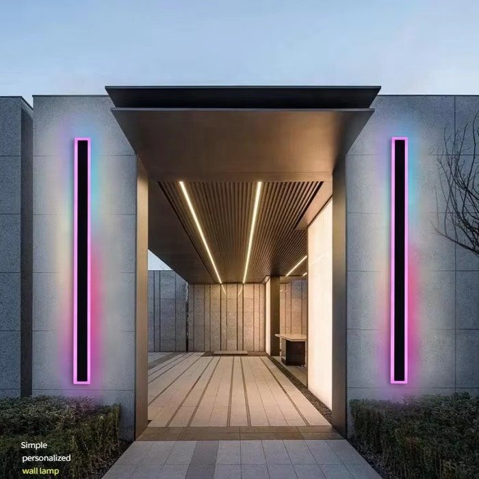 Factory 110V 220V RGB Color Changing IP65 LED Wall Light Linear Long Strip Outdoor Intelligent Wall Light with Remote Control