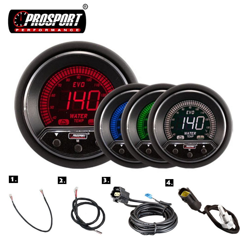 52mm Digital Auto Meter 4Color LCD Car Water Temperature Gauge