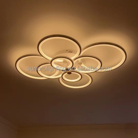 Lustra LED Ceiling Light Dimmable 3000K-6000K Modern 4 8 Rings 130W Flush Mount Ceiling Lighting Fixture for Living Room 2025