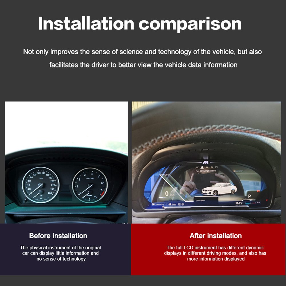 12.3'Digital Instrument Cluster for BMW 5/6/7 X3 X4 X5 X6 F10 F11 F12 F13 F18 F07 F06 F15 F16 F01 F02 F03 F26 F25 Speedometer
